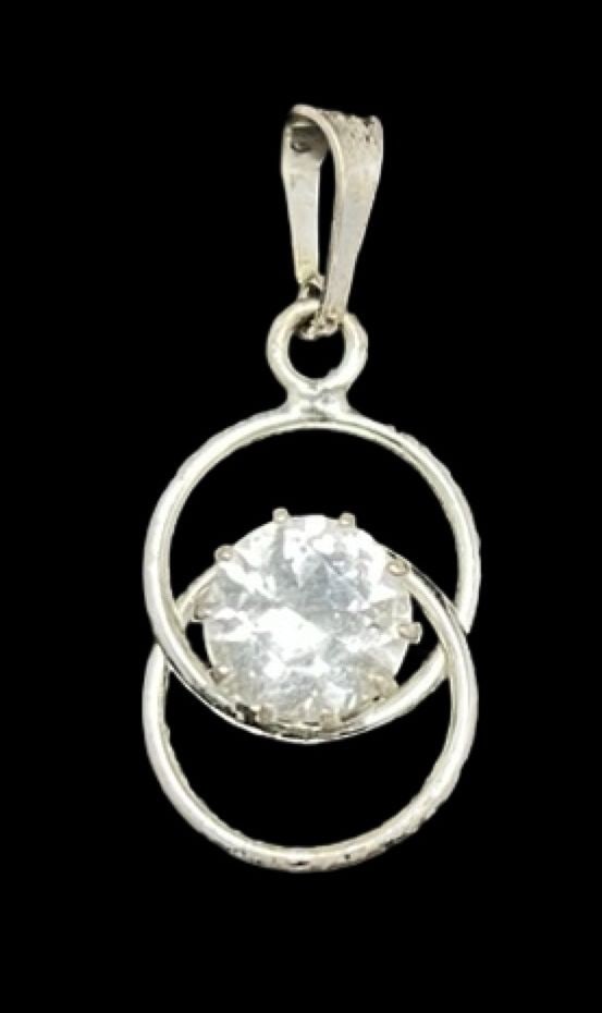 Beautiful Vintage Mid-Century European 835 Silver & Clear Rhinestone Pendant: Very good vintage condition with minor patina according to age. Measures approx. 1/2" long and 1" wide and weighs ca. 1.2 grams. Marked for 835 Silver.