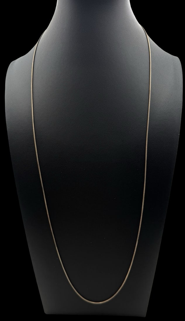 Vintage Gilt Sterling Silver Chain Necklace: Very good vintage condition with minor patina according to age. Measures approx. 30" long and 1/16"wide & weighs ca. 6.4 grams. Marked for Sterling Silver.