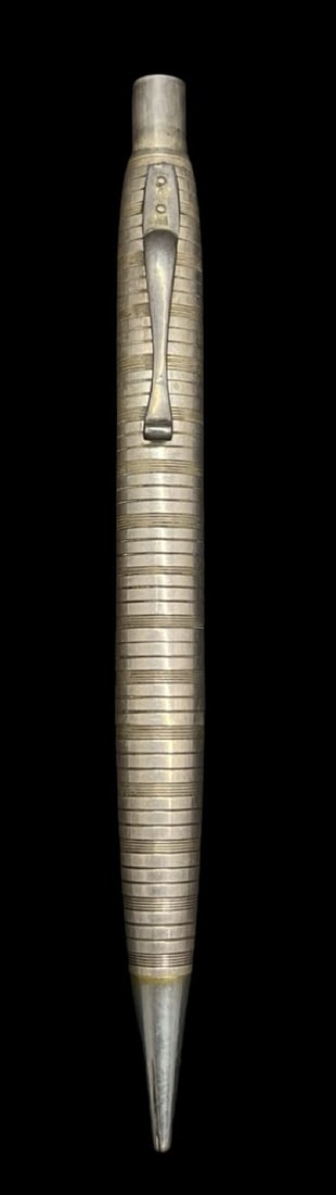 Unusual Vintage 900 Silver Mechanical Pencil: Very good vintage condition with minor patina according to age. Measures approx. 5 1/8" long and 3/8" wide and weighs ca. 20.3 grams. Marked for 900 Silver.