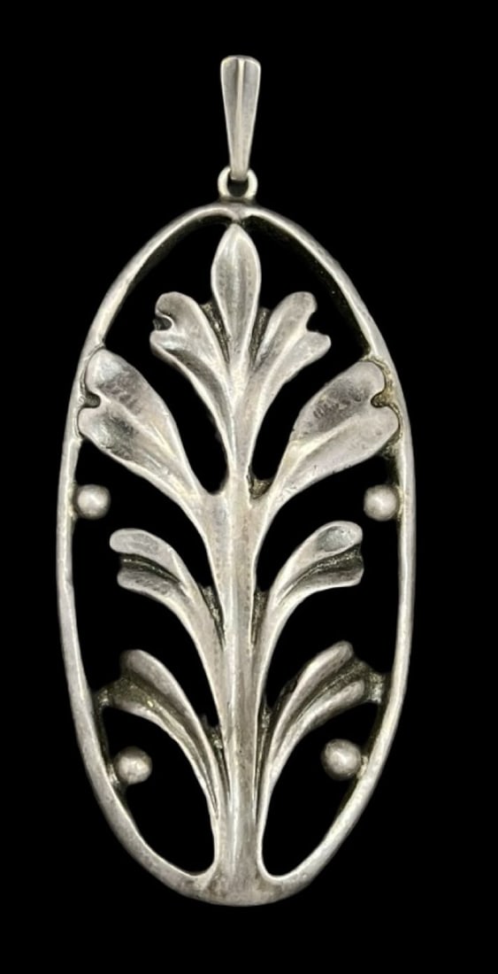 Rare Vintage KARST Germany 800 Silver Leaf Motif Pendant: Very good vintage condition with minor patina according to age. Measures approx. 3 1/8" long and 1 3/8" wide and weighs ca. 25.3 grams. Marked for 800 Silver.