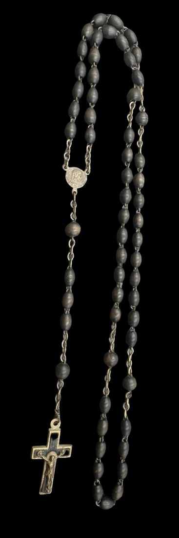 Vintage European Wood Beads Rosary /w Metal Crucifix (1 of 3)