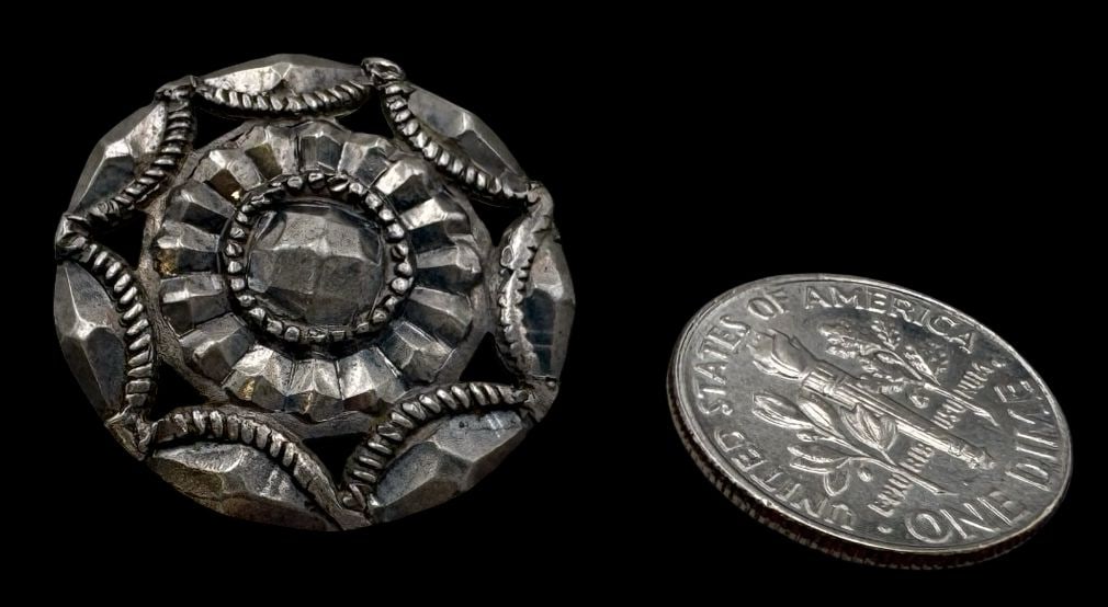 Antique Alpine Austrian European 800 Silver Button: Good antique condition with patina and wear according to age. Each measures approx. 7/8" in diameter and they jointly weigh ca. 3.3 grams.