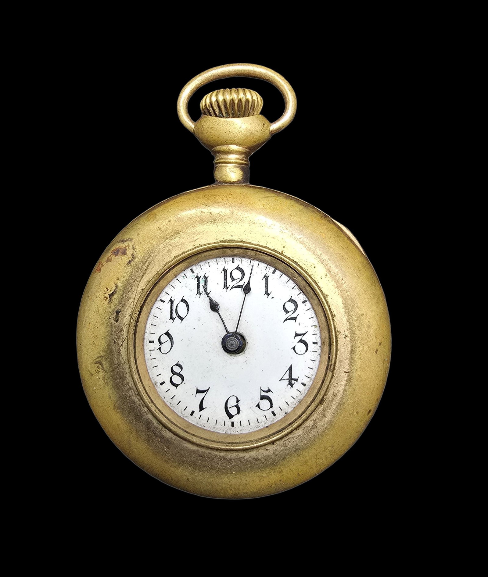 Vintage Gold Tone Metal & White Dial Pocket Watch (1 of 2)