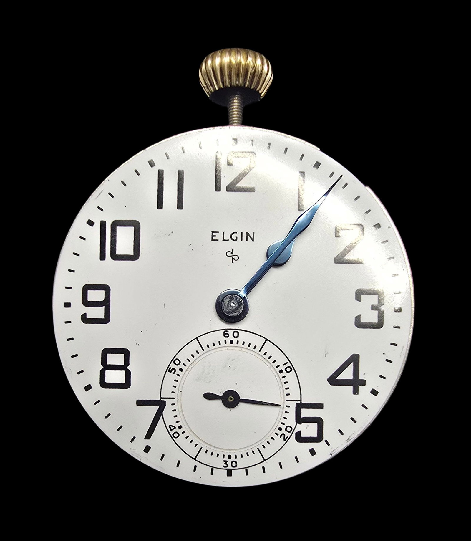 Vintage ELGIN White Dial Watch Movement: Very good vintage condition with minor patina according to age. Measures approx. 2" high and 2" wide and weighs ca. 55 grams. Marked for ELGIN.