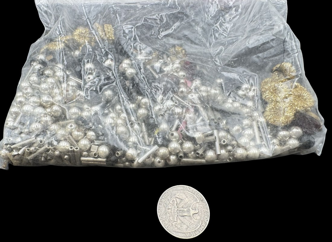 Jewelry Making Lot: Different Color & Size Beads: Very good condition with minor patina according to age. For measurement reference please see coin in the picture.