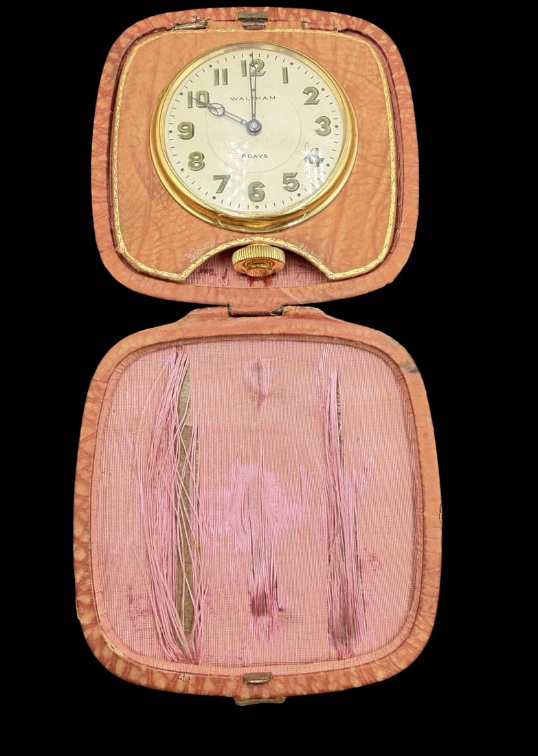 Amazing Ornate Vintage WALTHAM Stainless Steel & White Dial Pocket Watch /w Box: Very good vintage condition with minor patina according to age. Dial measures approx. 2 1/4" long and 2 1/4" wide. Marked for WALTHAM. The timepiece is functional.