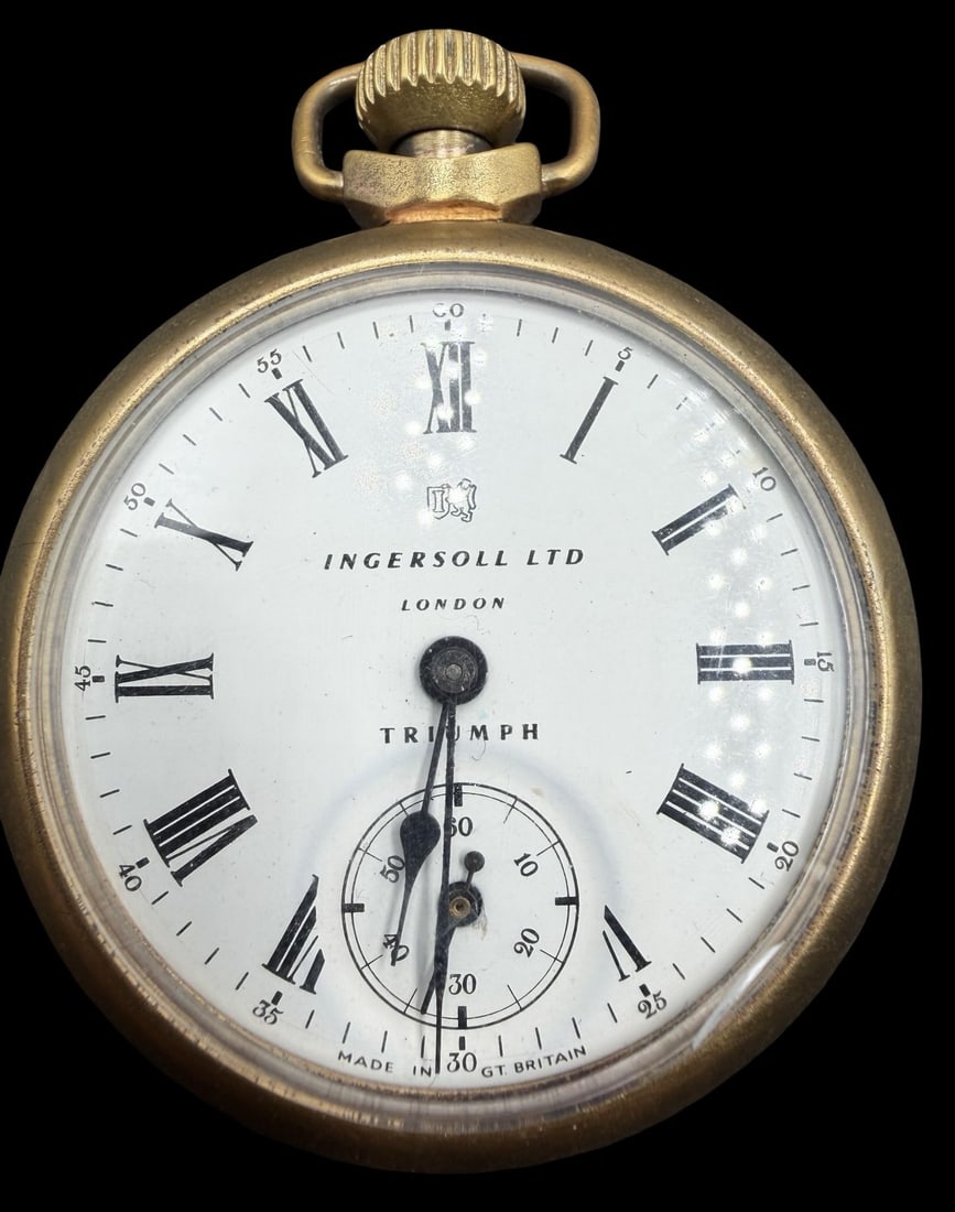 Stunning Ornate Vintage INGERSOLL Gold Filled & White Dial Pocket Watch: Very good vintage condition with minor patina according to age. Dial measures approx. 1 1/2" long and 1 1/2" wide and weighs ca. 59.9 grams. Marked for INGERSOLL. Watch is working.
