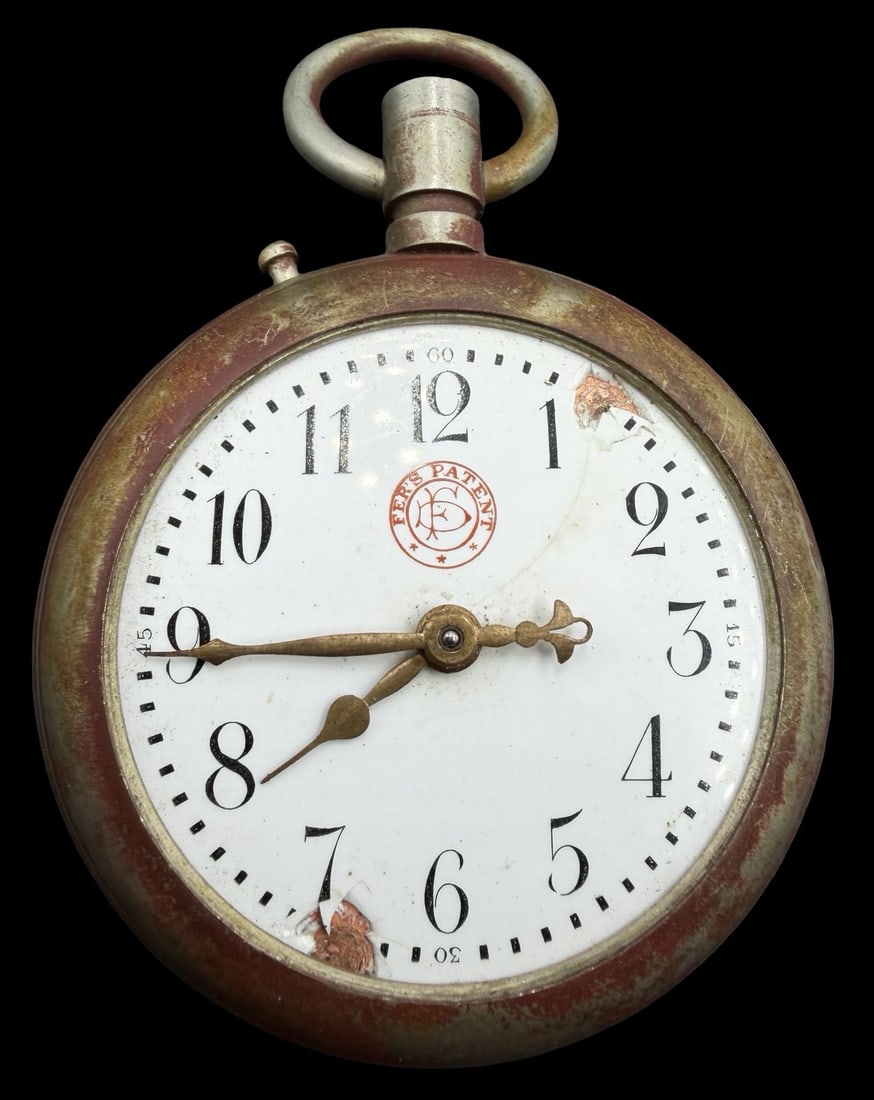 Amazing Vintage FER'S PATENT Silver-Tone Metal & White Dial Pocket Watch: Very good vintage condition with minor patina according to age. Dial measures approx. 1 3/4" long and 1 3/4" wide and weighs ca. 128.7 grams. Marked for FER'S PATENT. The timepiece is currently not wo
