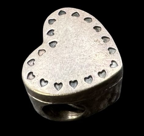 Vintage PANDORA Sterling Silver & Clear Gemstone Heart Slider Pendant - Opens!: Very good vintage condition with minor patina according to age. Measures approx. 1/2" long x 1/2" wide and weighs ca. 5.3 grams. Marked for Sterling Silver.& Designer PANDORA.