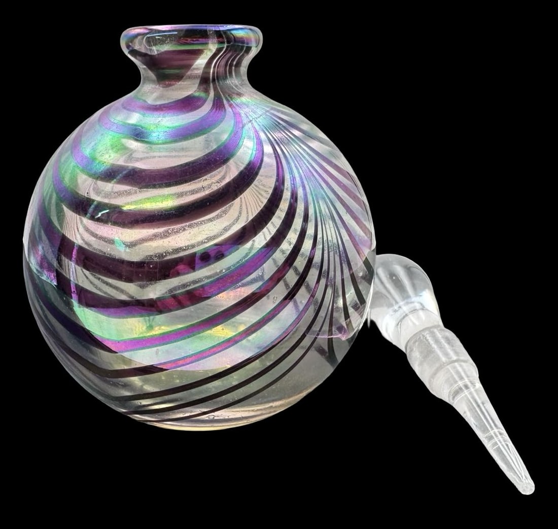 Vintage Iridescent Art Glass Perfume Bottle (1 of 3)