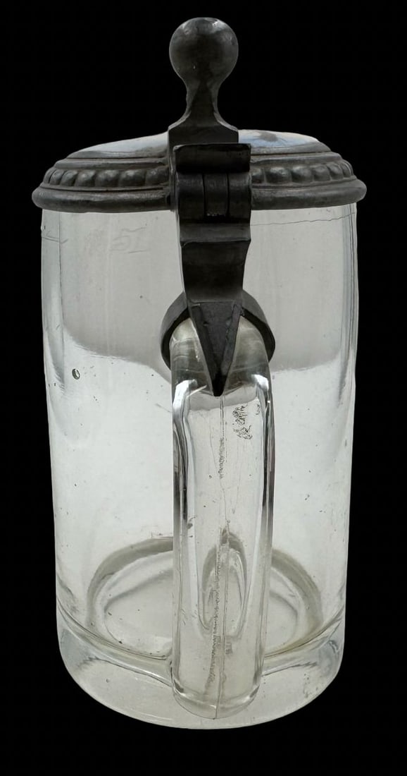 Antique German Beer Stein w/ Hand Painted Porcelain & Pewter Lid: Very good antique condition. No chips, cracks, or repairs. Measures approx. 7 1/4" high and 6" wide.