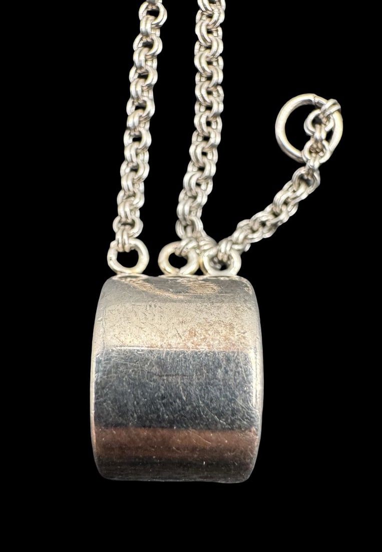 Unusual Vintage Sterling Silver Slider Pendant Charm /w 3 Extensions: Very good vintage condition. Measures approx. 2.25" long, 1/2" wide. Cylinder measures approx. 1/2" long, 1/2" wide. Weighs approx. 6.16 grams. Marked for Sterling Silver.