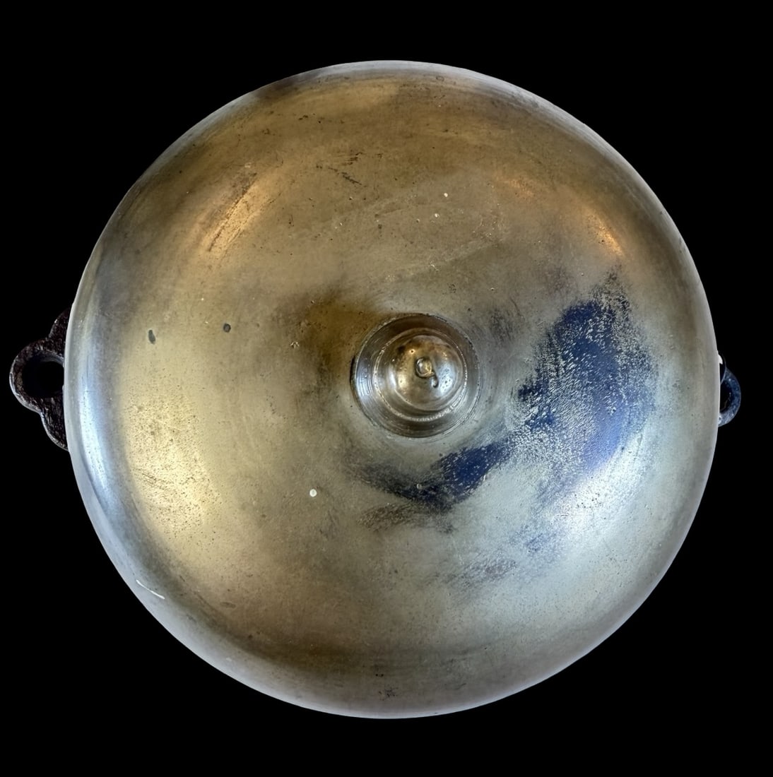 Antique 19th Century Brass and Cast Iron Door Bell: Very good antique condition with wear and patina according to age; seems to be complete. Measures approx. 6" long x 5" wide x 5" high. Marked.