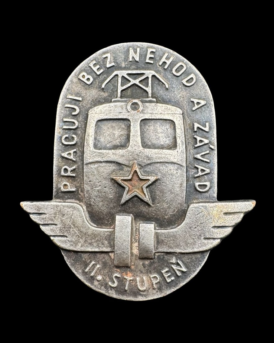 Rare Vintage Czechoslovak Railroad Worker Award Badge 2nd Grade: Very good vintage condition. Measures approx. 1.5" long x 1" wide. Weighs approx. 11 grams. Crafted from Metal.
