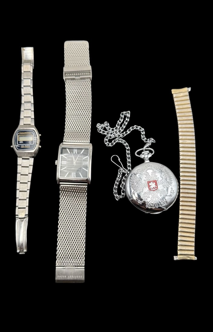Vintage Lot of (Pocket) Watches & SPEIDEL Bracelet: Good vintage condition with wear and patina according to age; untested. 4 Items.
