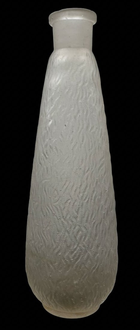 Antique Mouth Blown Frosted & Textured Art Glass Vase: Very good antique condition. No chips, cracks, or repairs. Measures approx. 5" high x 1 1/2" wide.