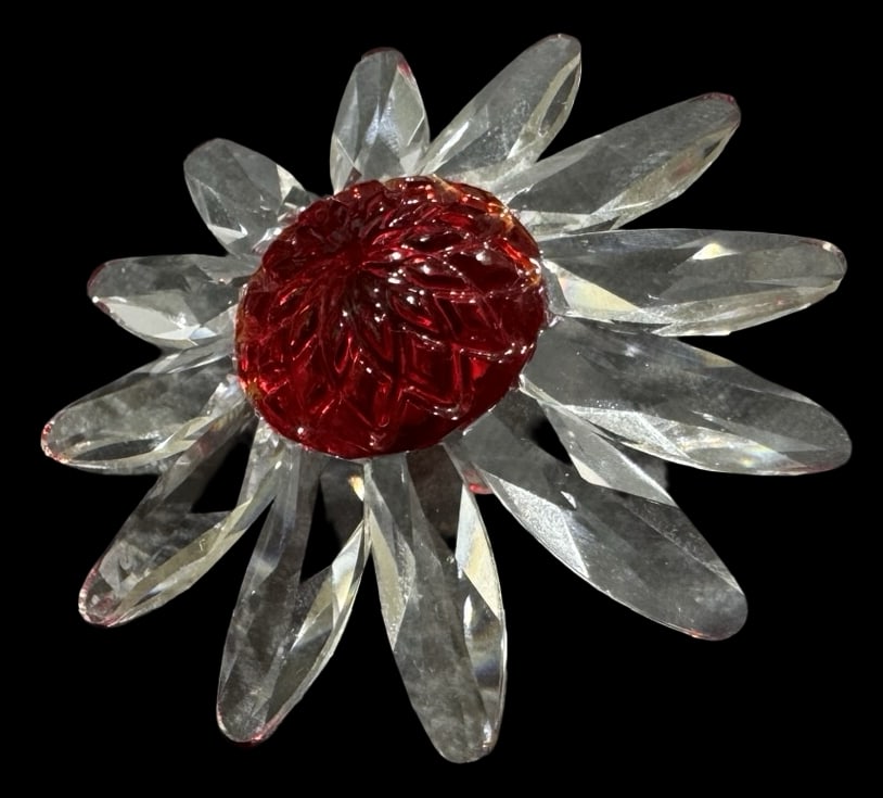 Vintage SWAROVSKI Crystal Figurine - SCS Flower: Very good vintage condition; no chips, cracks, or repairs. Each measures approx. 1 1/2" high x 2" wide x 2" deep. Marked.