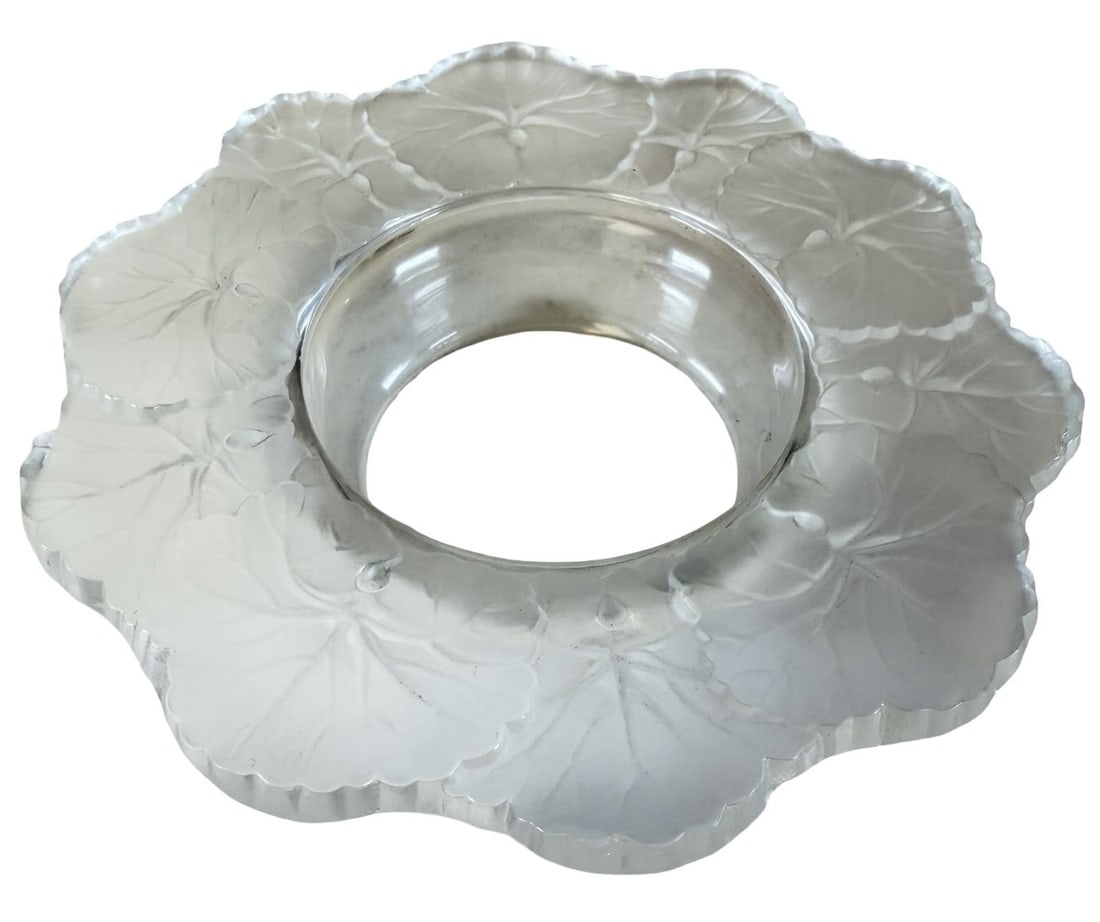 Vintage LALIQUE France Honfleur Crystal Dish: Very good vintage condition with minor patina according to age; no chips, cracks, or repairs. Measures approx. 5" long x 5" wide x 1 1/2" high. Marked.