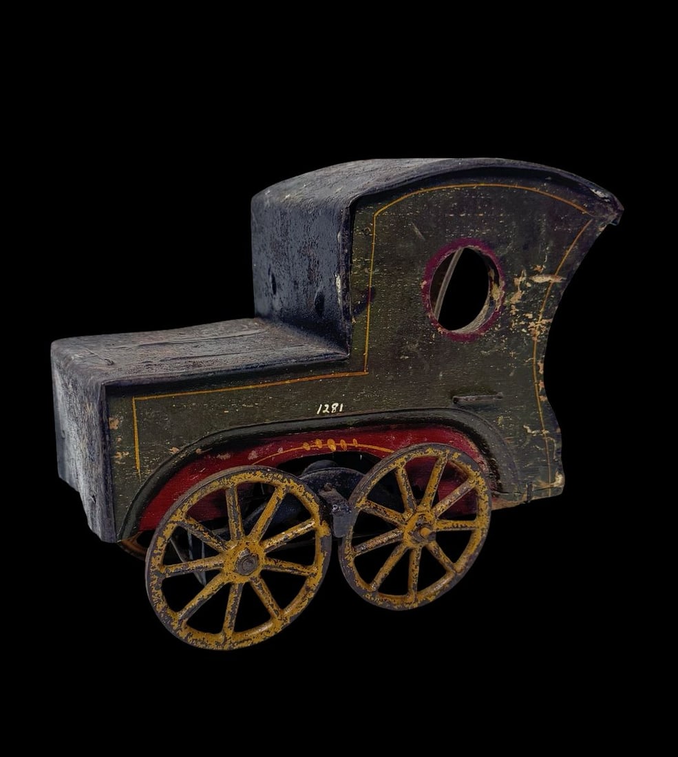 Antique Ca. 1910-1920 DAYTON Ohio Pressed Steel Hill Climber Toy Car: Good antique condition with wear and patina according to use and age, please see pictures. Measures approx. 9 1/2" long and 4" wide and 7 1/2" high. One Wheel is Broken.