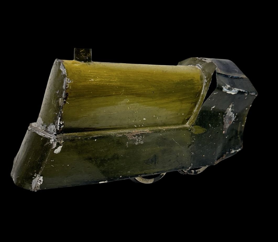 Very Unusual Antique Green Toy Train: Good vintage condition with wear and patina according to use and age, please see pictures. Measures approx. 11" long and 3 1/2" wide and 6" high.