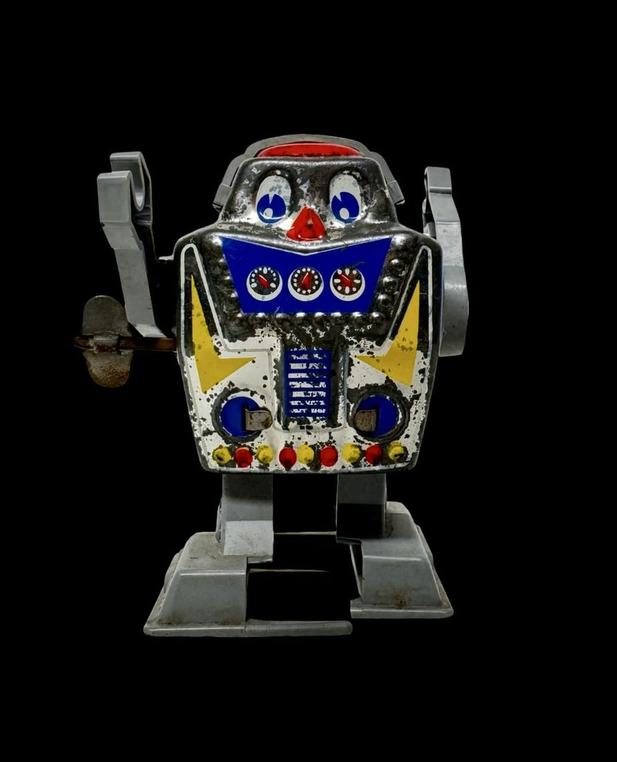 Vintage YONEZAWA Japan Tin Wind-Up Robot No. 2134 Toy: Good vintage condition with wear and patina according to use and age, please see pictures. Measures approx. 2 1/2" long and 2" wide and 4" high. Made in Japan.
