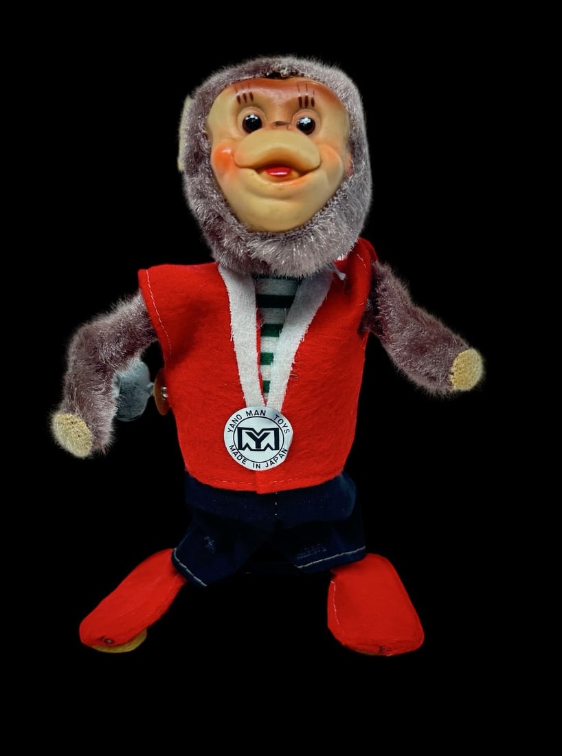 Vintage Ca. 1960s YANOMAN TOYS Japan Acrobat Monkey Wind-Up Toy: Good vintage condition with wear and patina according to use and age, please see pictures. Measures approx. 8" long and 5" wide and 4" high. Made in Japan.