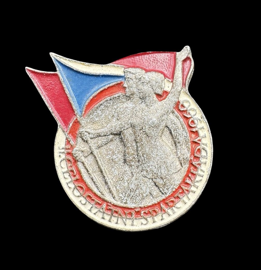 Vintage 1966 Czechoslovak Spartakiad Commemorative Lapel Pin: Very good vintage condition. Measures approx. 1.5" long, 1" wide. Weighs approx. 3.72 grams. Crafted from Metal.