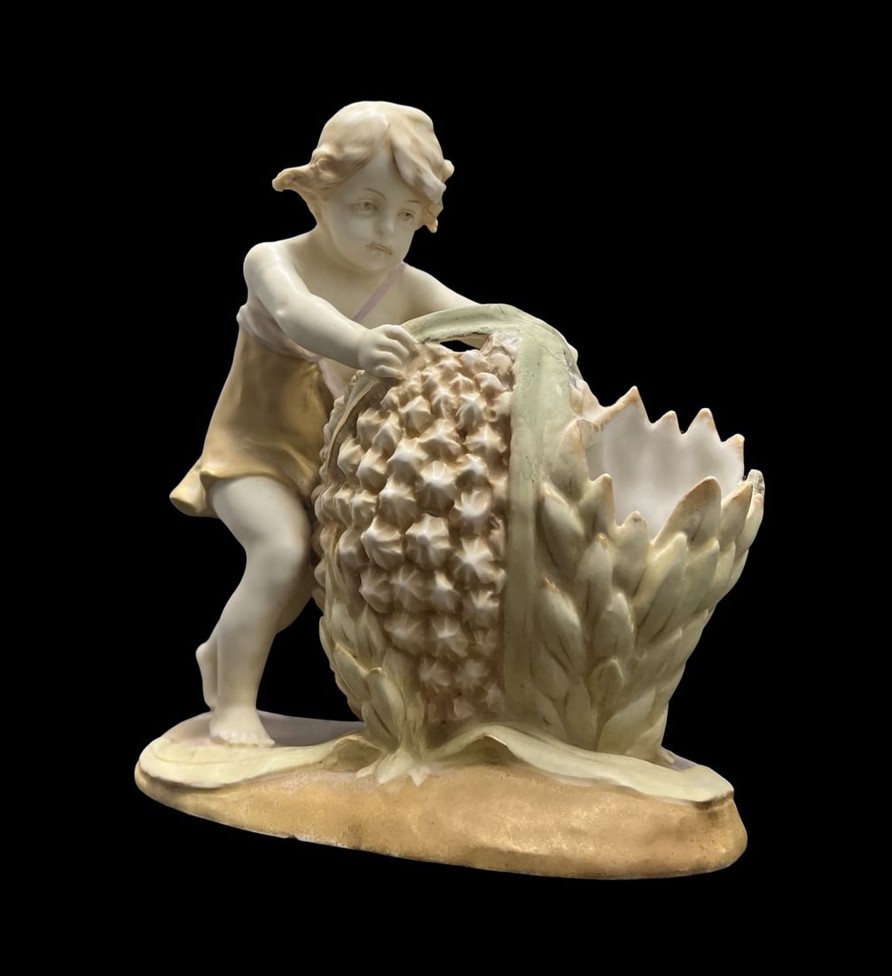 Antique Ca. 1900 Austrian Porcelain Baby & Flower Vase: Very good antique condition. no chips, cracks or repairs. Measures approx. 4" long and 8" wide and 8 3/4" high. Made in Austria.
