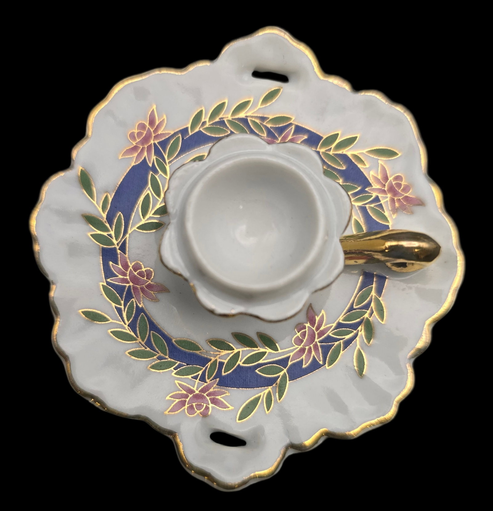 Set of 6 Royal Porcelain Candle Holders: Very good vintage condition with minor wear according to age, please see pictures. No cracks or repairs. Each measures approx. 1" long x 3 1/2" wide. Marked.