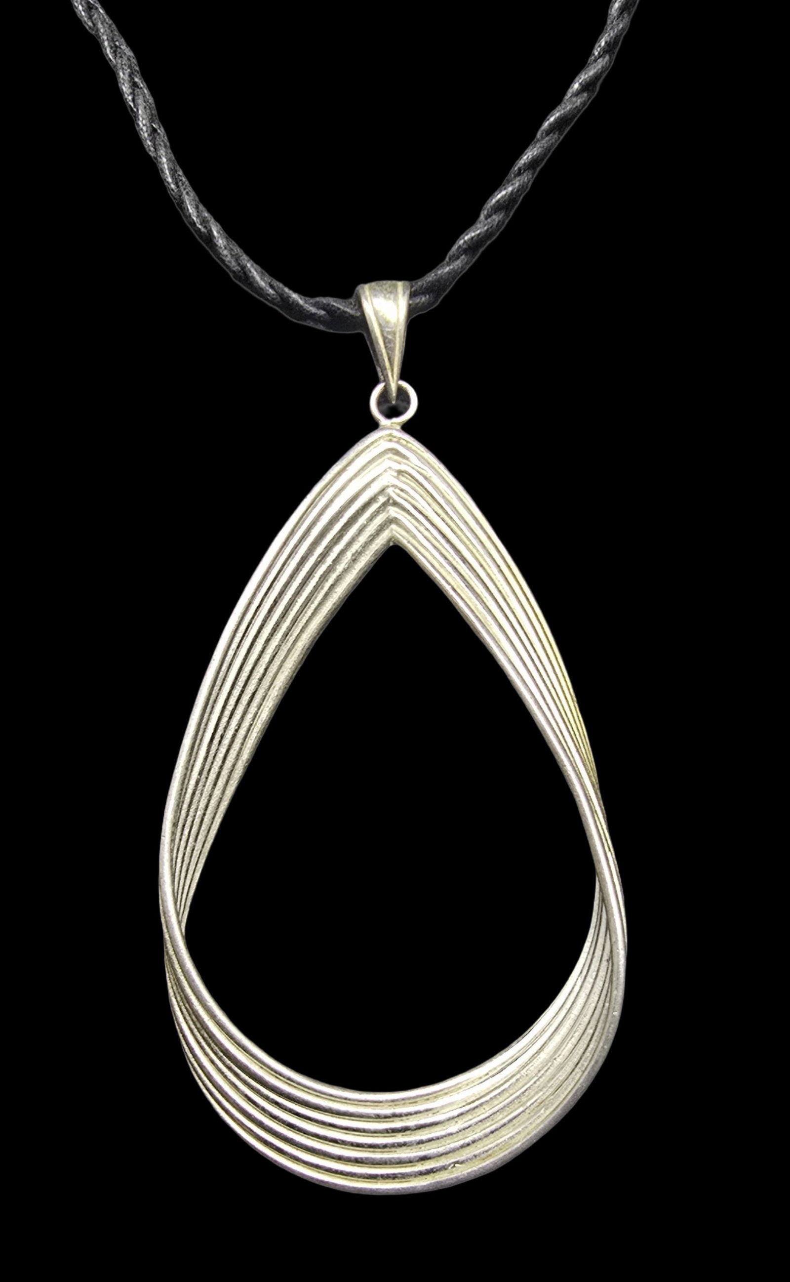 Amazing Ornate Vintage Sterling Silver & Braided Leather Strap Pendant Necklace: Good vintage condition w/ patina and wear according to age and use, see pictures. Pendant measures approx. 2 1/2" long and 1" wide and weighs ca. 9.5 grams. Necklace is 19" long. Marked Sterling Silve