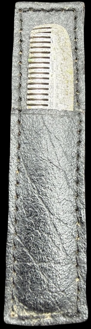 Stunning Ornate Vintage Sterling Silver Mini Comb & Leather Case: Good vintage condition w/ patina and wear according to age and use, see pictures. Measures approx. 3" long and 3/4" wide and weighs ca. 8.3 grams. Tested for Sterling Silver
