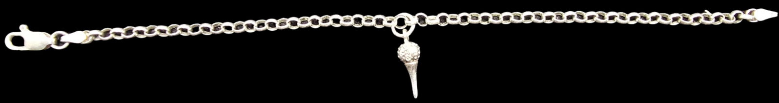 Beautiful Ornate Vintage Sterling Silver Golf Ball & Tee Figurine Pendant Chain Bracelet: Good vintage condition w/ patina and wear according to age and use, see pictures. Weighs ca. 4 grams. Measures approx 7" wide & Marked Sterling Silver & Italy