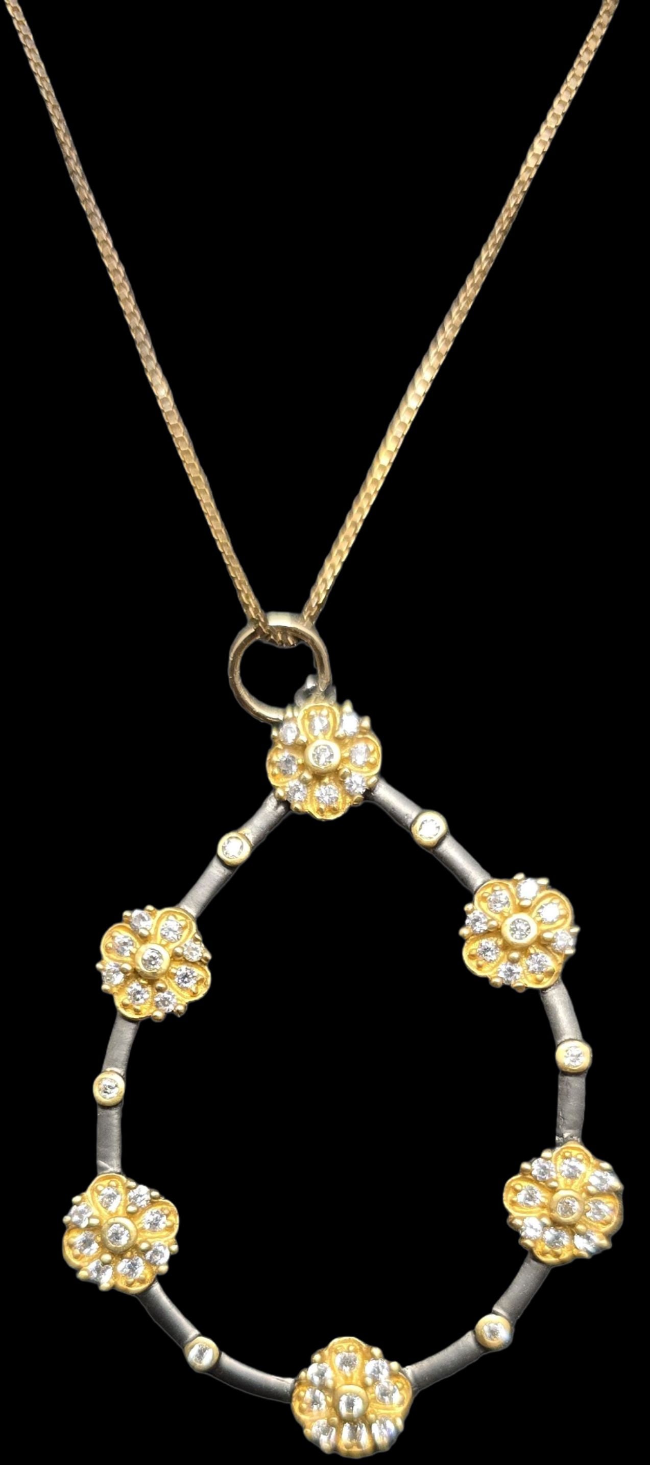 Amazing Ornate Vintage Sterling Silver & Cluster Clear Rhinestone Pendant Necklace: Good vintage condition w/ patina and wear according to age and use, see pictures. Weighs ca. 6.5 grams. Necklace is 20" long. Marked Sterling Silver