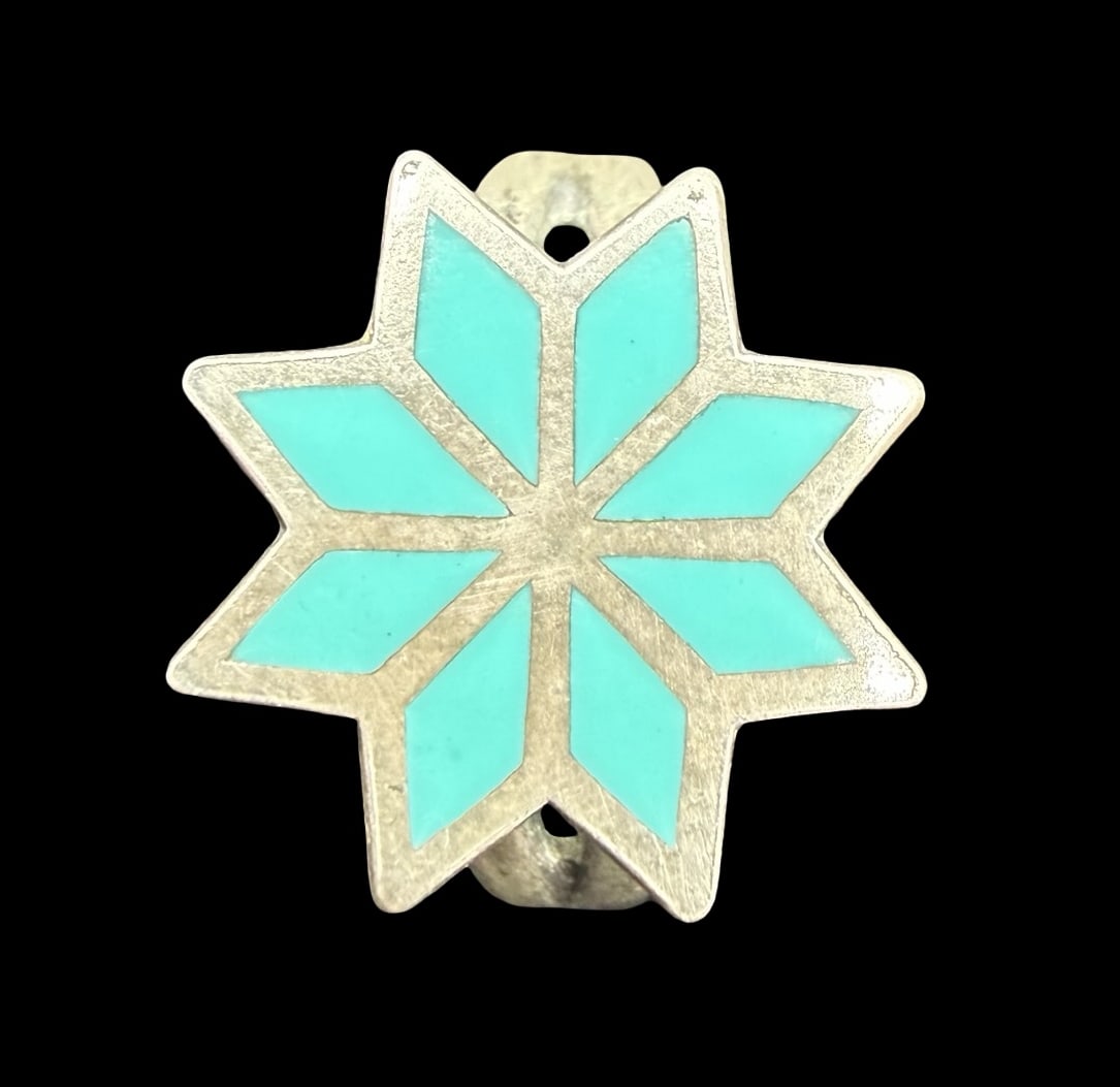 Stunning Ornate Vintage BELL TRADING CO. Gilt Sterling Silver & Turquoise Ring: Good vintage condition w/ patina and wear according to age and use, see pictures. Measures approx. 1/2" long and 1/2" wide and weighs ca. 3.2 grams. Ring is Size 6 1/4. Marked Sterling Silver & BELL T