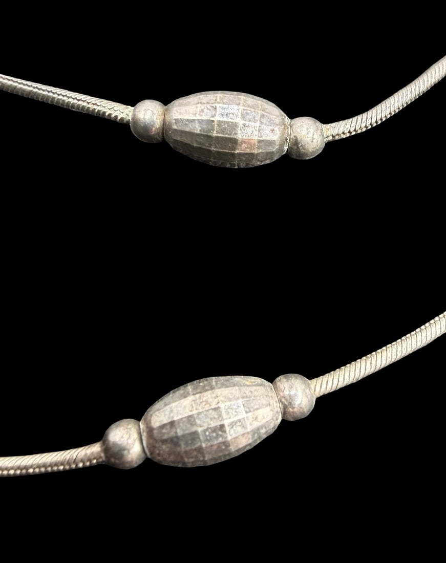 Stunning Ornate Vintage Gilt European Sterling Silver Beads Necklace Chain: Good vintage condition w/ patina and wear according to age and use, see pictures. Measures approx. 40" long and 1/4" wide and weighs ca. 28.4 grams. Marked for Sterling Silver