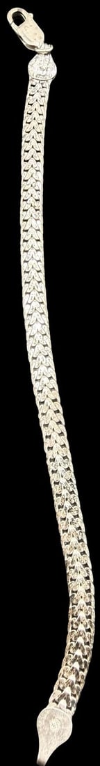 Stunning Vintage Gilt European Sterling Silver Bracelet Chain- Made in ITALY: Good vintage condition w/ patina and wear according to age and use, see pictures. Measures approx. 7" long and 1/4" wide and weighs ca. 6.2 grams. Marked Sterling Silver & ITALY