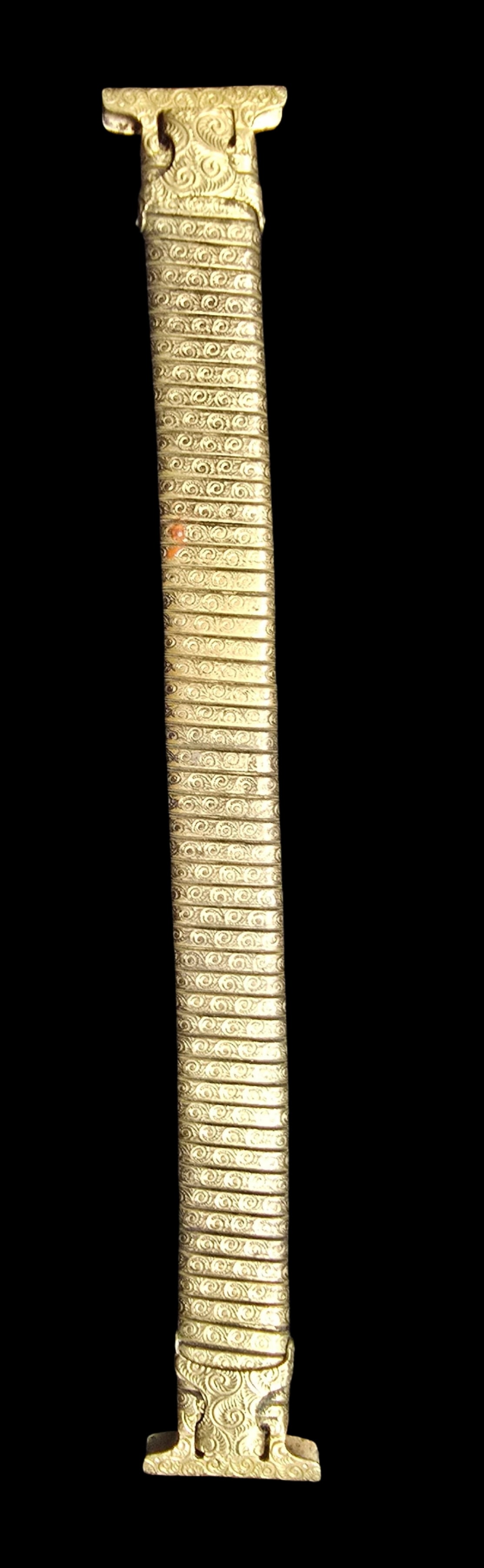 Stunning Ornate Vintage Gold Filled Stretch Bracelet: Good vintage condition w/ patina and wear according to age and use, see pictures. Measures approx. 5 1/2" long and 1/2" wide and weighs ca. 13 grams. Marked for Gold Filled