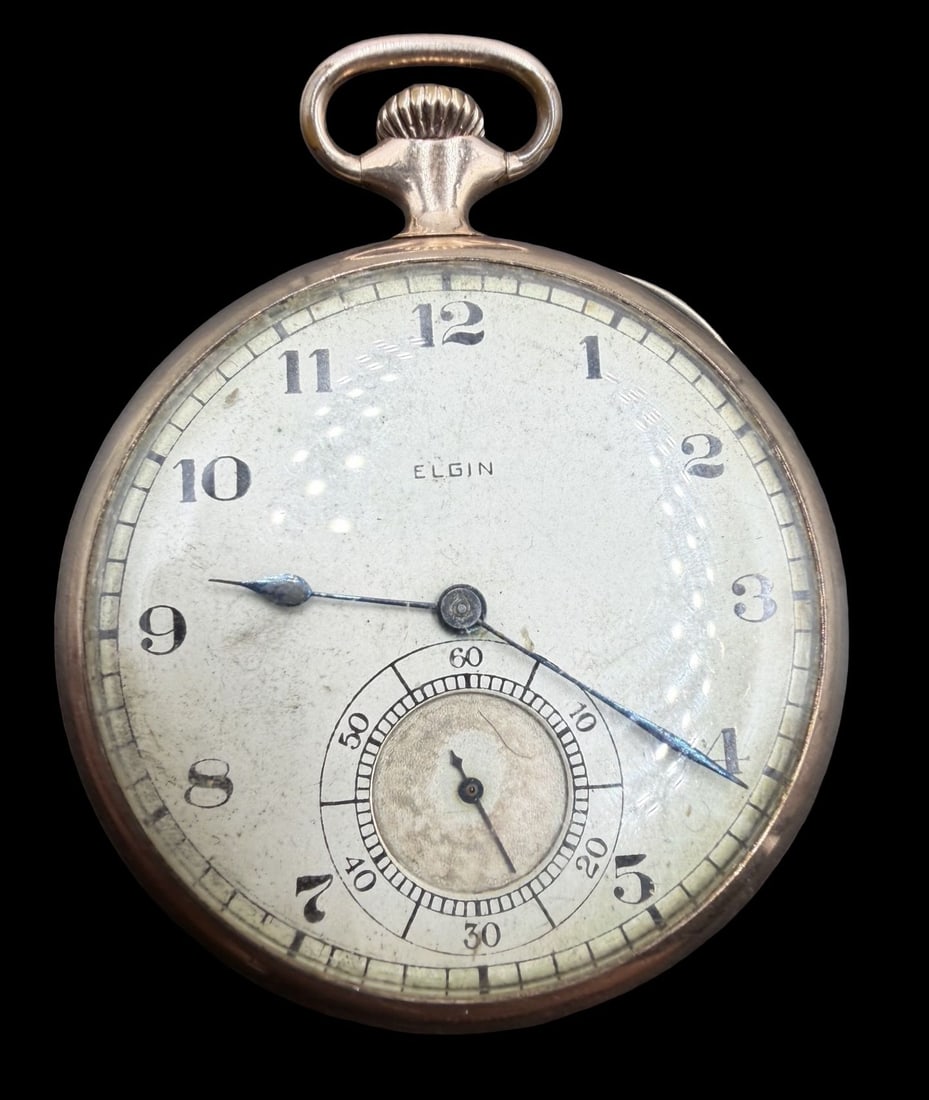 Amazing Vintage ELGIN Gold Filled & White Dial Pocket Watch w/ Box: Good vintage condition w/ patina and wear according to age and use, see pictures. Dial measures approx. 1 1/2" long and 1 1/2" wide and the piece weighs ca. 64.3 grams. Marked for ELGIN. The timepiece
