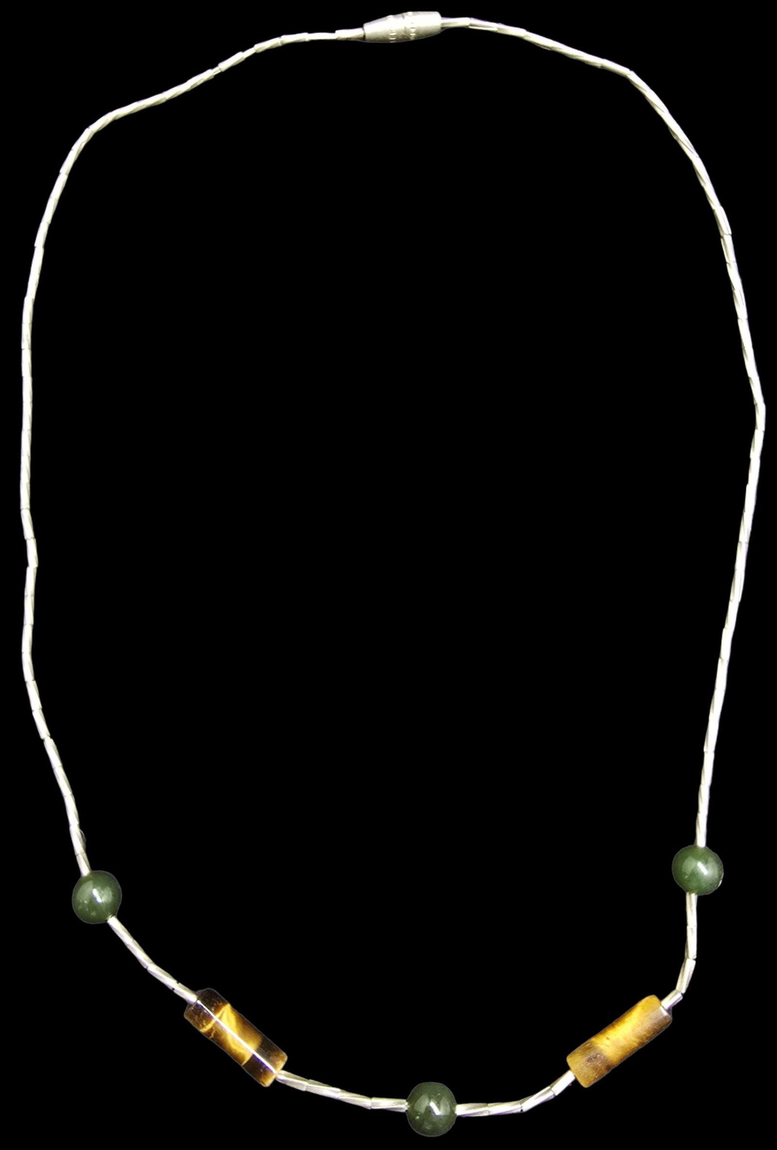 Gorgeous Vintage Sterling Silver Necklace w/ Gemstones: Good vintage condition w/ patina and wear according to age and use, see pictures. Measures approx. 16" long and weighs ca. 4.5 grams. Tested for Sterling Silver.