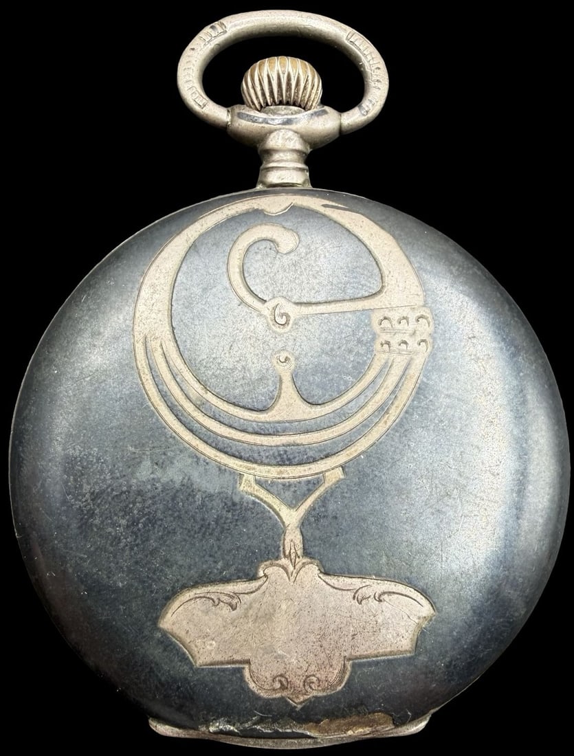 Stunning Antique Art Nouveau European ANCRE DE PRECISION 800 Silver & Niello Pocket Watch: Very good vintage condition w/ minor patina according to age, missing dial, hands, and glass. Measures approx. 1 1/2" long and 1 1/2" wide and weighs ca. 66 grams. Marked for ANCRE DE PRECISION. Watch