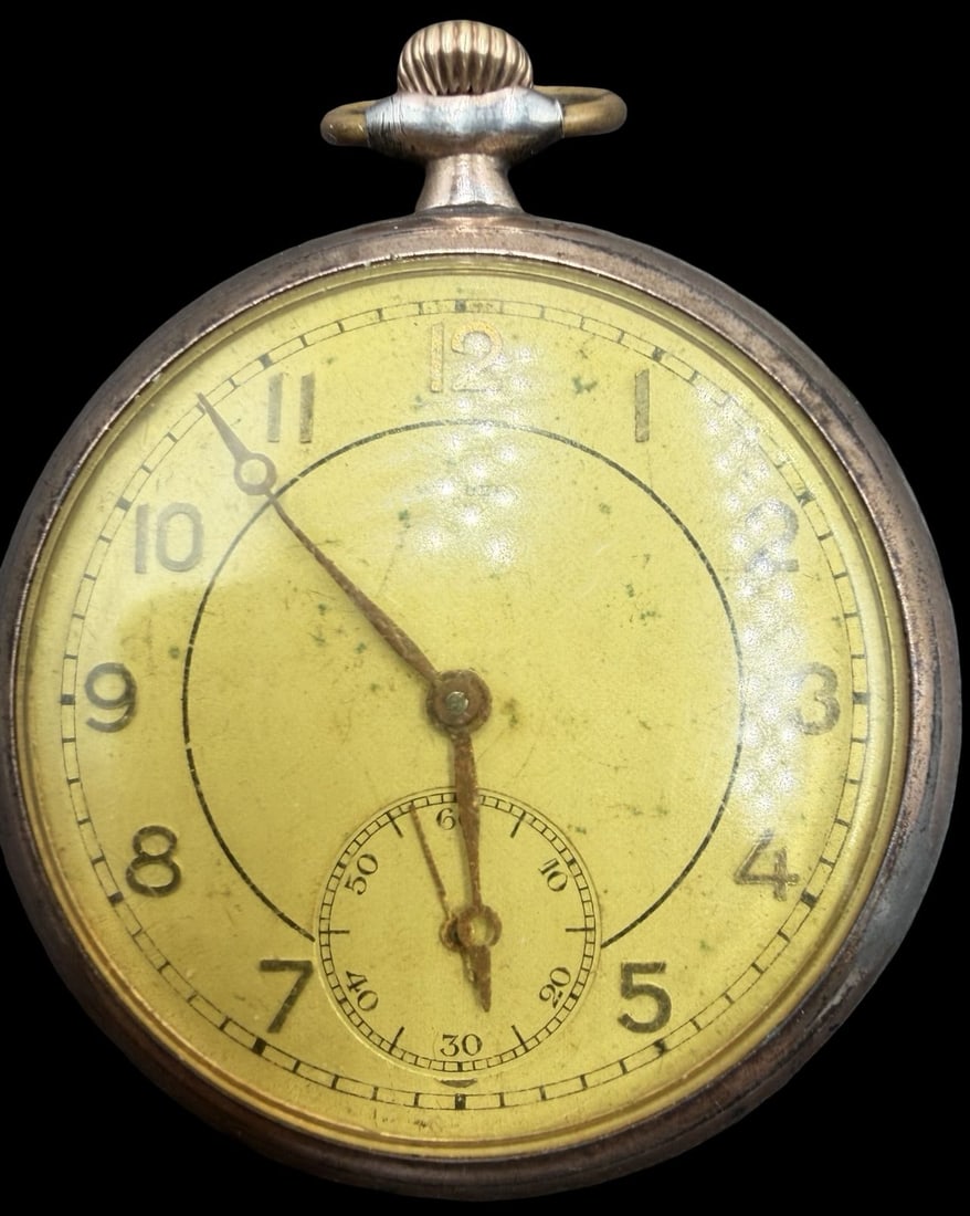 Amazing Vintage NIPPER Partially Gilt 800 Silver & Yellow Dial Pocket Watch: Very good vintage condition w/ wear and patina according to age. Measures approx. 1 1/2" long and 1 1/2" wide and weighs ca. 67 grams. Marked for 800 Silver & NIPPER. Watch isn't working.
