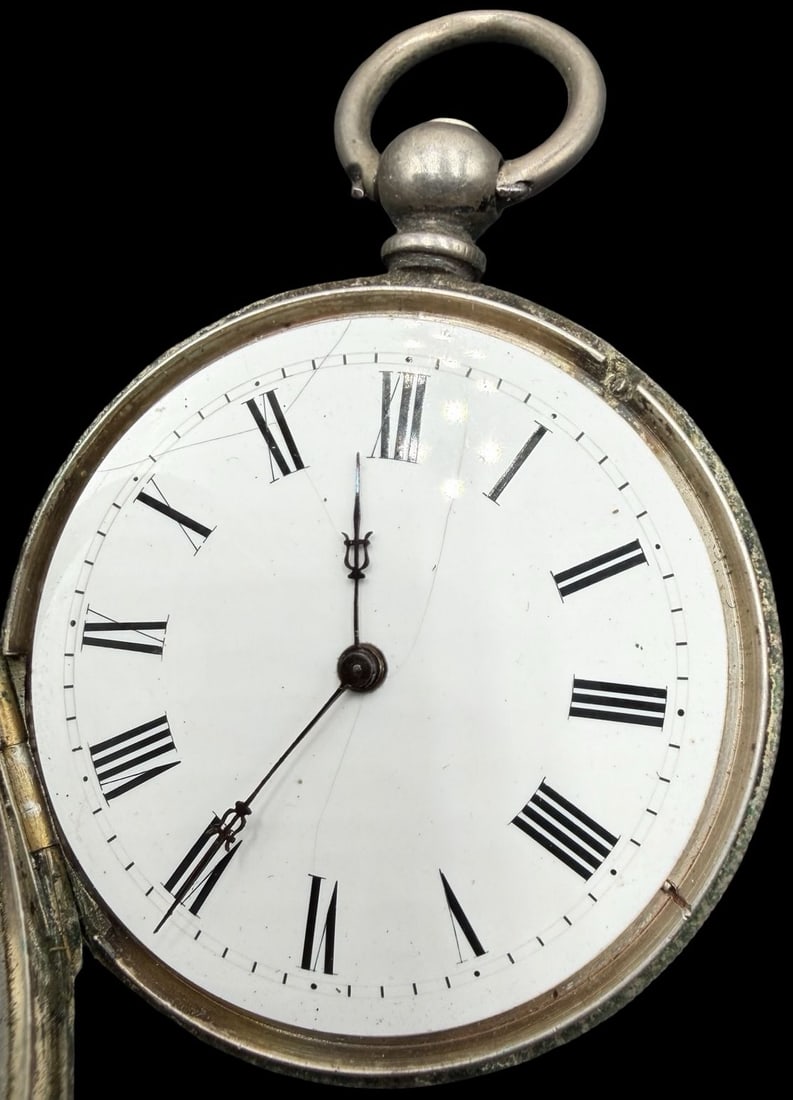 Amazing Ornate Vintage CJ Gold Tone & White Dial Pocket Watch: Very good vintage condition w/ minor patina according to age; chip on the glass. Measures approx. 1 1/4" long and 1 1/4" wide. Marked for CJ. Watch isn't working.