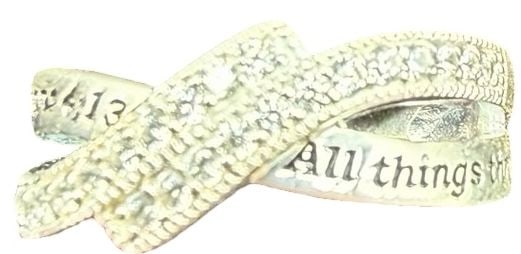 Beautiful Ornate Vintage Sterling Silver Ring w/ Clear Rhinestone Cluster & Engraved "All Things: Good vintage condition w/ patina and wear according to age and use, see pictures. Weighs ca. 2.8 grams. The ring is a size 4 3/4. Marked Sterling Silver