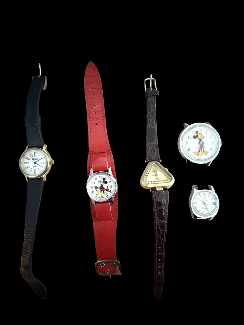 Lot of 5 Vintage Wristwatches - Two DISNEY MICKEY MOUSE Watches (1 of 1)