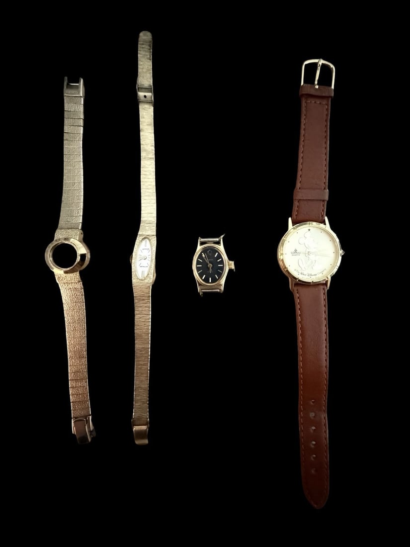 Lot of 4 Vintage Wristwatches - One LOROS DISNEY MICKEY MOUSE Watch (1 of 1)