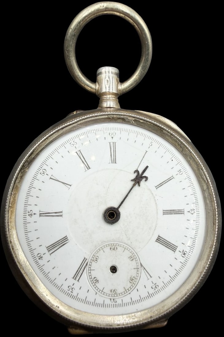 Amazing Vintage 800 Silver Gold Tone & White Dial Pocket Watch (1 of 4)