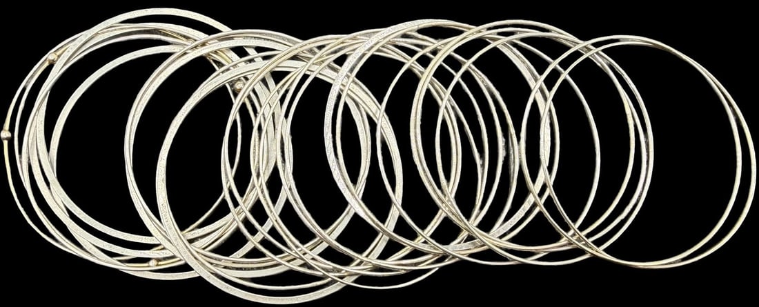 Vintage Silver-Tone Stackable Bangle Bracelets - 2