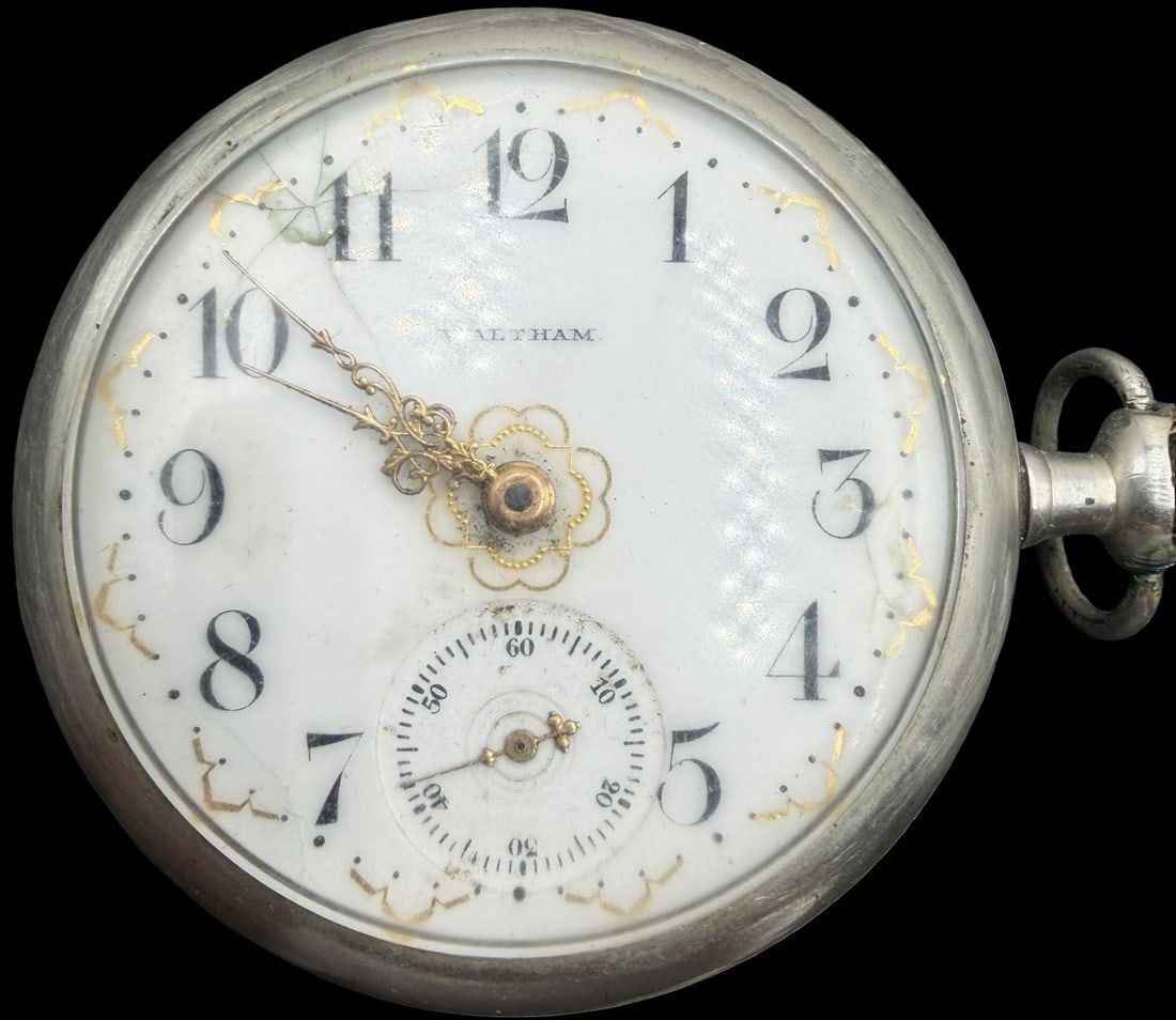 Stunning Vintage WALTHAM Silver Tone & White Dial Pocket Watch (1 of 2)