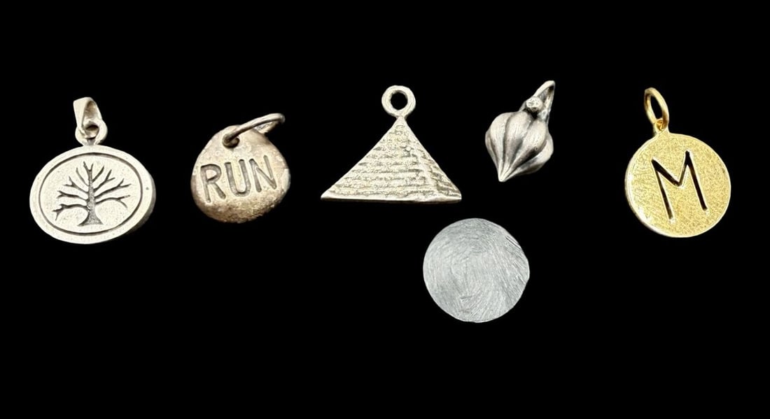 Beautiful Ornate Vintage European Sterling Silver Set of 5 Different Pendants: Good vintage condition w/ patina and wear according to age and use, see pictures. Pendant measures approx. 3/4" long and 1/2" wide and weighs ca. 9 grams. Marked Sterling Silver