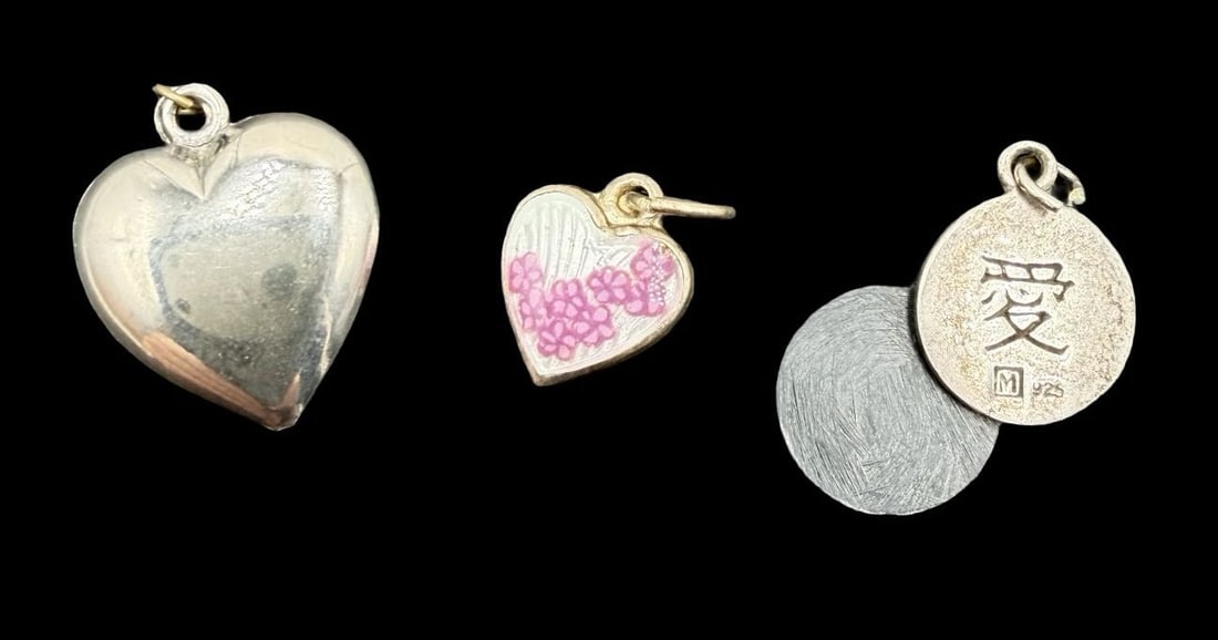 Beautiful Ornate Vintage European Sterling Silver Set of 3 Different Pendants: Good vintage condition w/ patina and wear according to age and use, see pictures. Largest Pendant measures approx. 3/4" long and 3/4" wide and weighs ca. 3.9 grams. Marked Sterling Silver